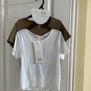 Aura Women's Camisole Set - White and Brown. Size S/M. NWT
